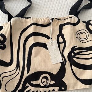 Magaschoni Abstract Black and Cream Crop Top